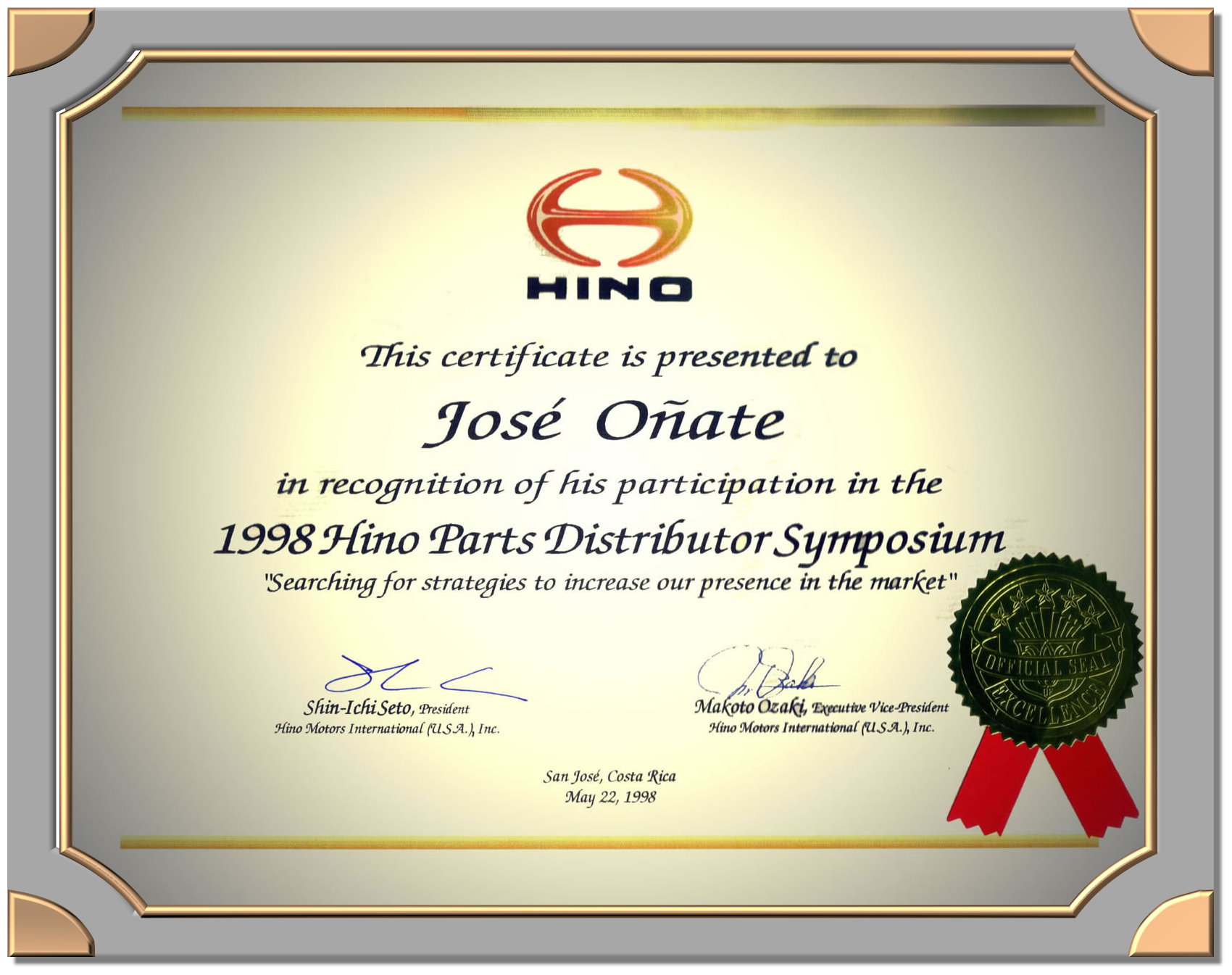 Reconocimiento Hino Motors International